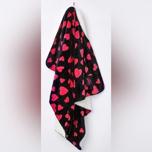 Victoria Secret Heart Plush Blanket in Pink/Black Color